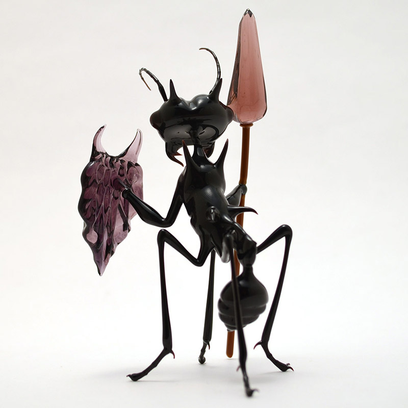 Amethyst Warrior Ant, glass warrior by Wesley Fleming