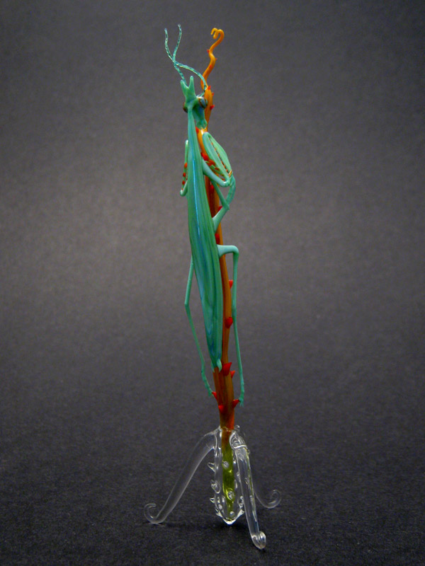 Bright Briar Mantis, glass wasp by Wesley Fleming