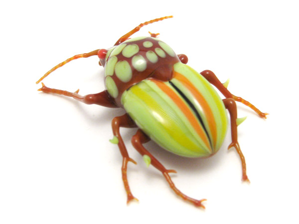 Striped Beetle, glass scarab by Wesley Fleming