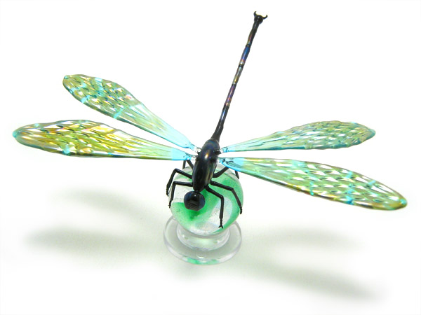 Dragonfly Freestanding on Marble, glass insect by Wesley Fleming
