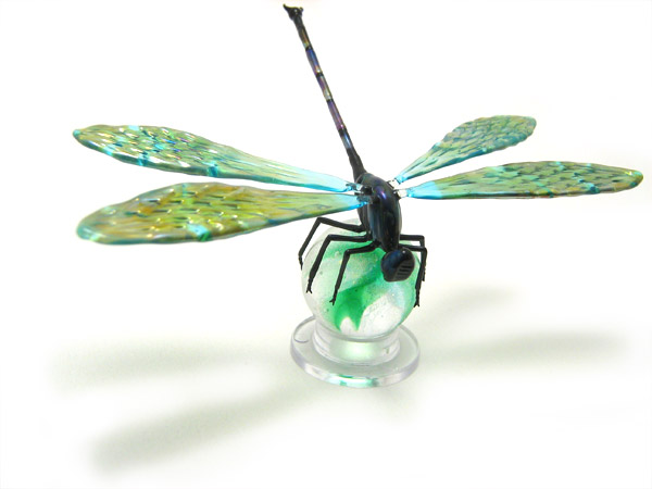 Dragonfly Freestanding on Marble, glass bug by Wesley Fleming