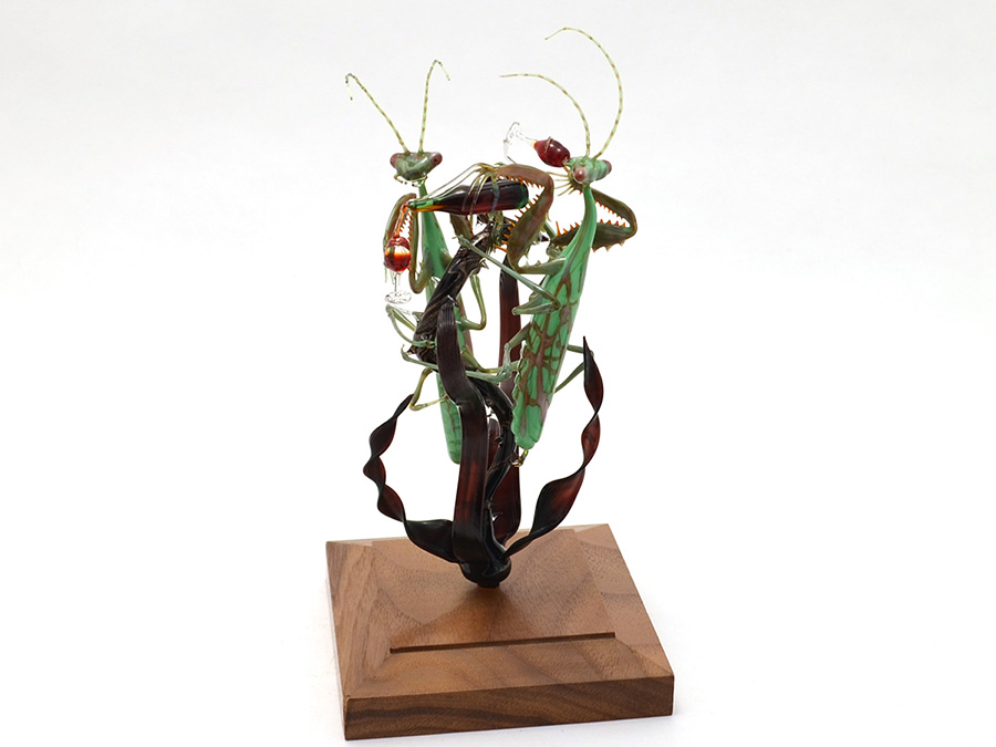Ladies Night Out, glass mantis by Wesley Fleming