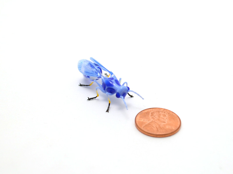 Blue Murrini Wasp, glass wasp by Wesley Fleming
