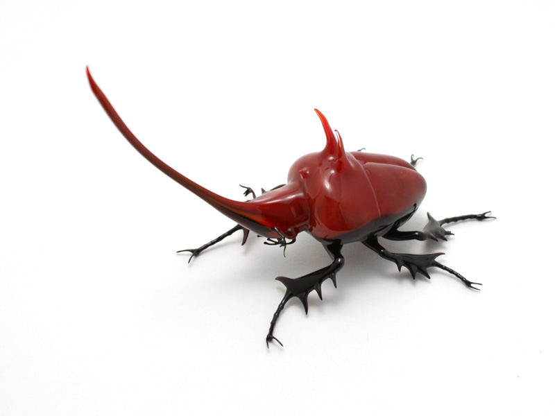 Ruby Rhinoceros Beetle, glass rhino beetle by Wesley Fleming