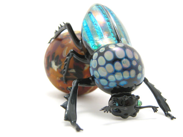 Scarab with Dung Ball, glass insect by Wesley Fleming