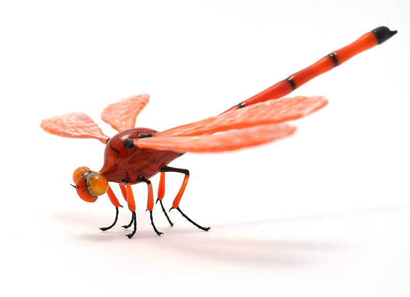 Vivid Red Dragonfly, glass dragonfly by Wesley Fleming